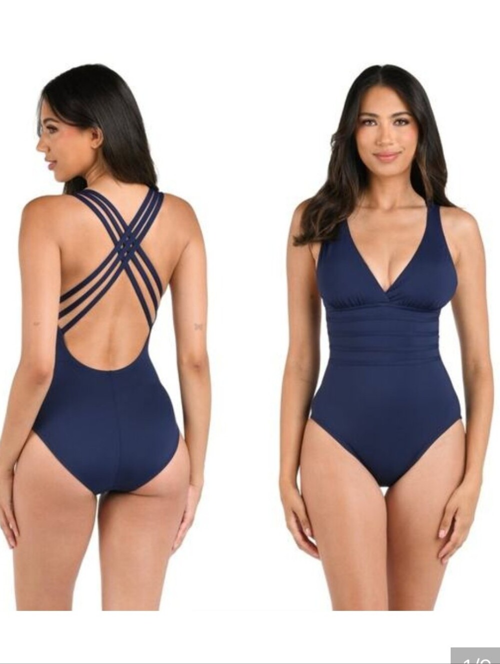 La Blanca One Piece Swimsuit Multi Strap Cross Back Tummy Control Island 6 NWT